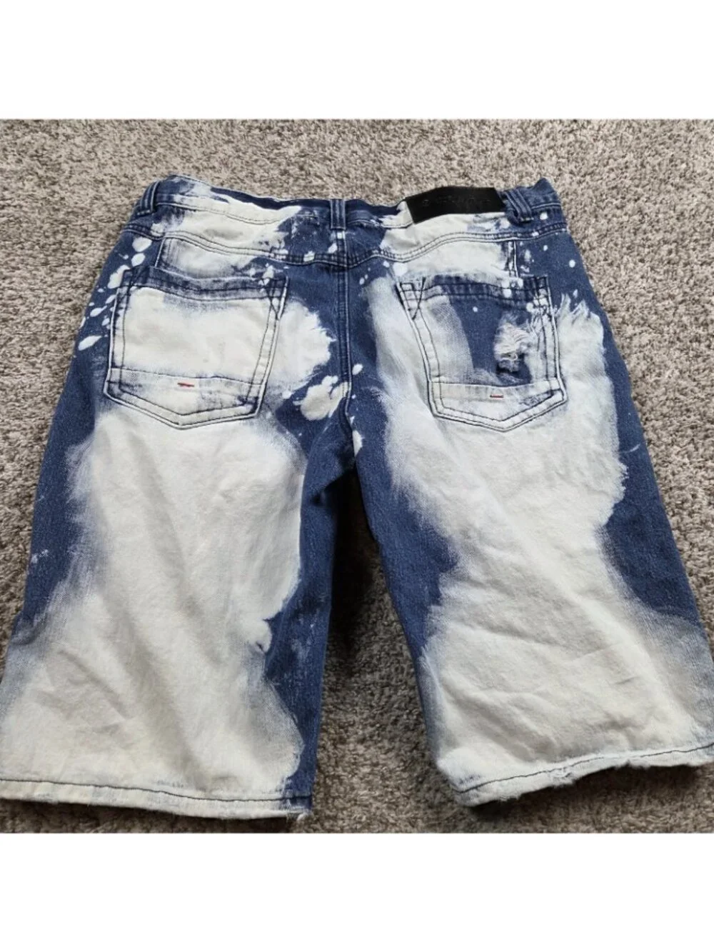 Rocawear Denim Shorts Mens 36 Acid Wash Pockets Distressed Dark Wash